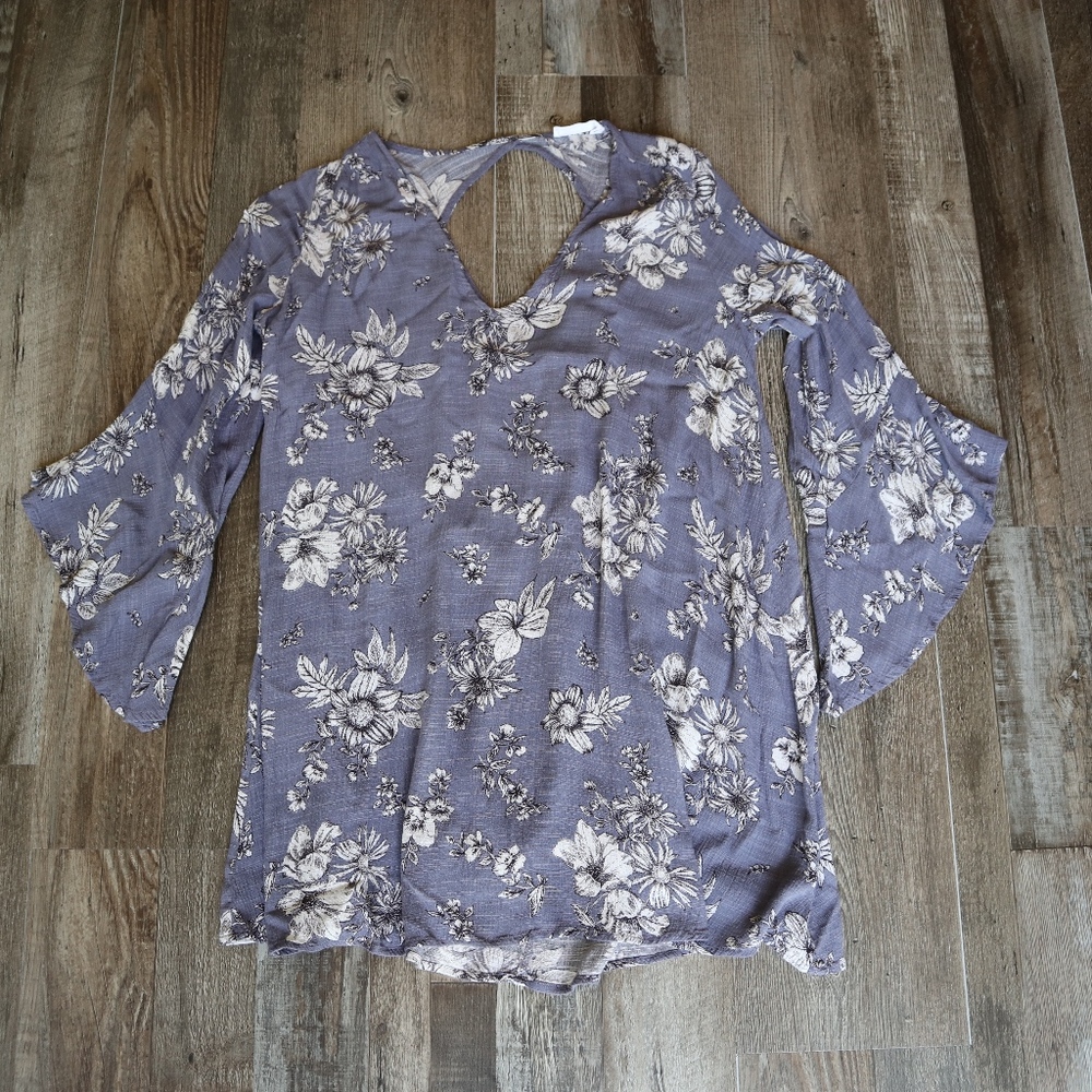 Nordstrom Lush Lilac Long Sleeve Shift Dress Small